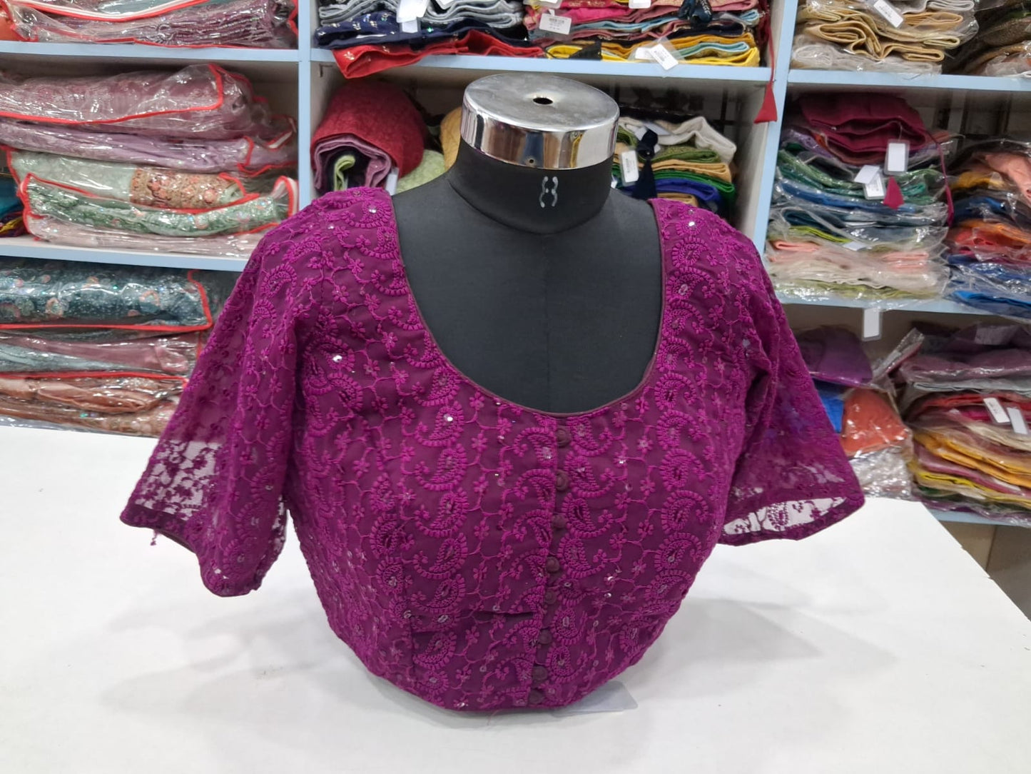 Purple Half Sleeve blouse